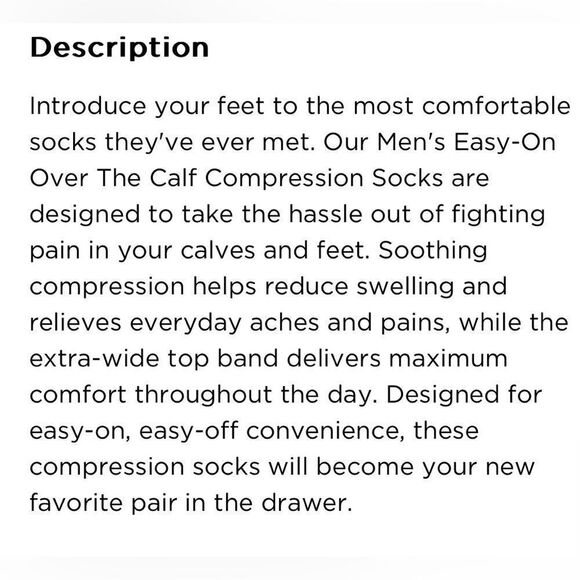 NWOP Tommie Copper Men’s Easy On Compression Socks Over The Calf - 2 Pair Large - Picture 11 of 12